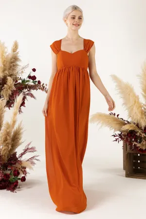 A-Line Sweep-Brush Train Chiffon Bridesmaid Dress CB0470