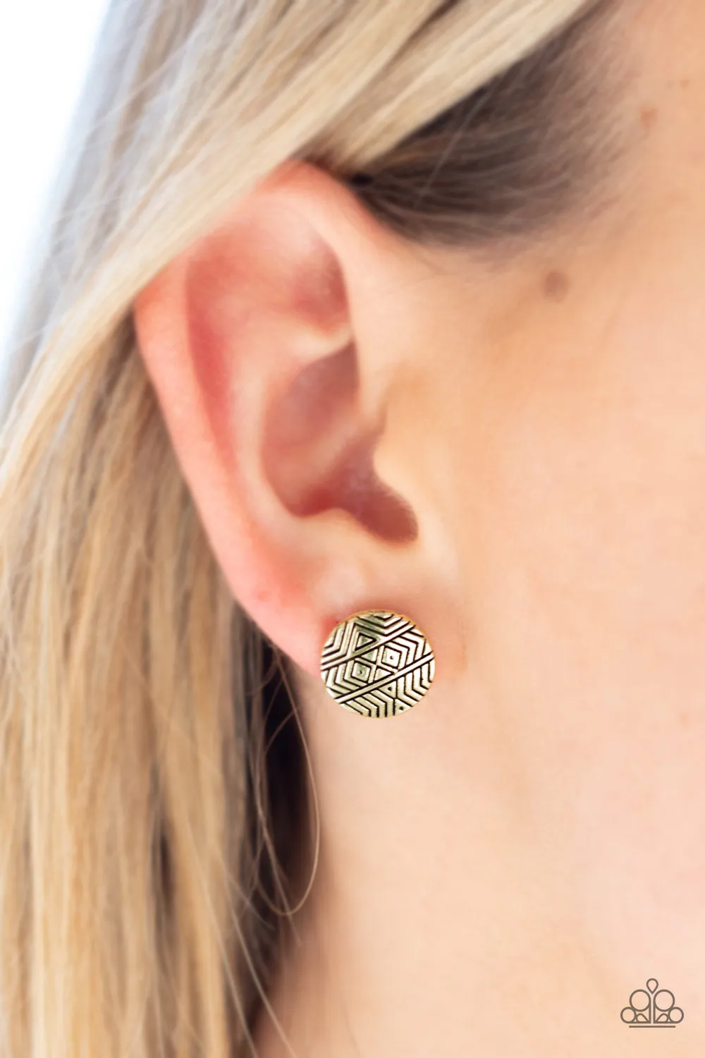 Bright As A Button - Brass Earring