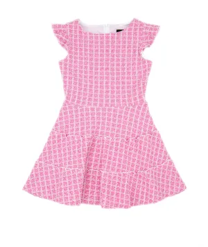 By Debra Girls Hot Pink Boucle 3 Tier Dress