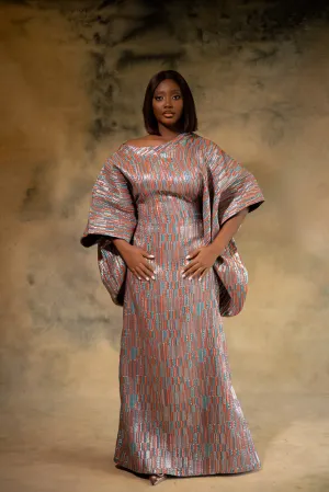 DOLABOMI REGAL KAFTAN - METALLIC SILVER, COPPER, AND TEAL