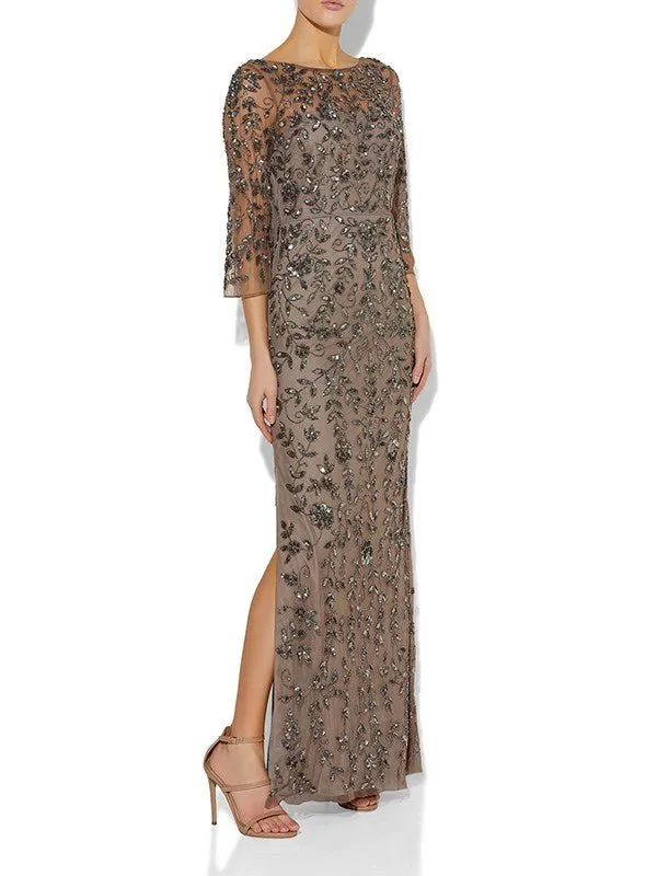 Eliza Gunmetal Hand Beaded Gown