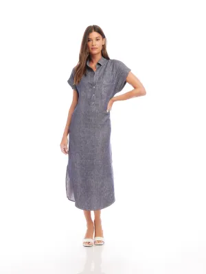 Fifteen Twenty Relaxed Linen Dress - INDIGO