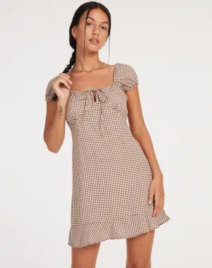 Galaca Mini Dress in Mini Gingham