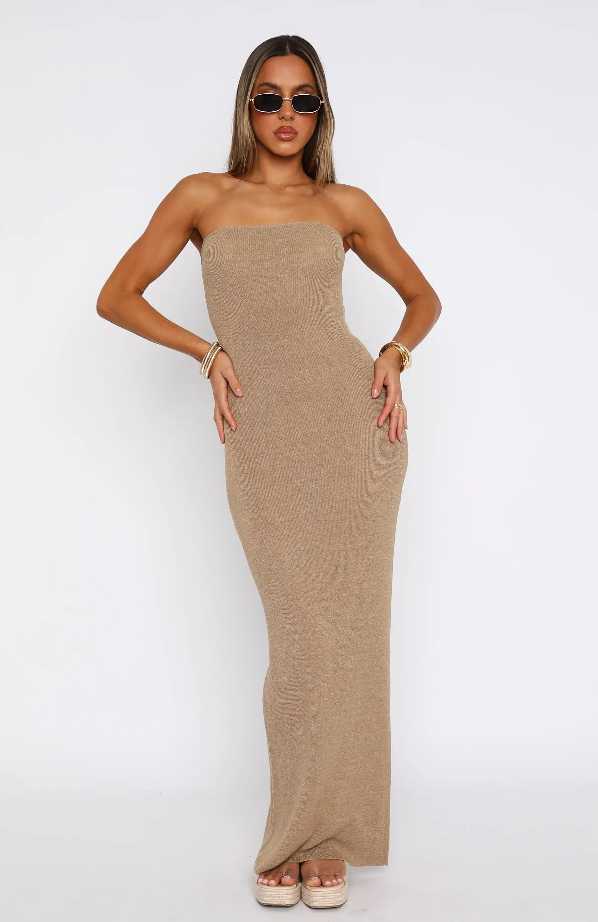 Get It Right Strapless Maxi Dress Dusty Olive