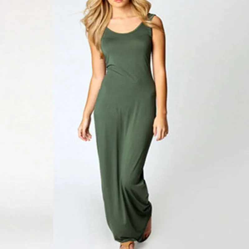 Ladies Solid Slim Trendy Beach Maxi Dress