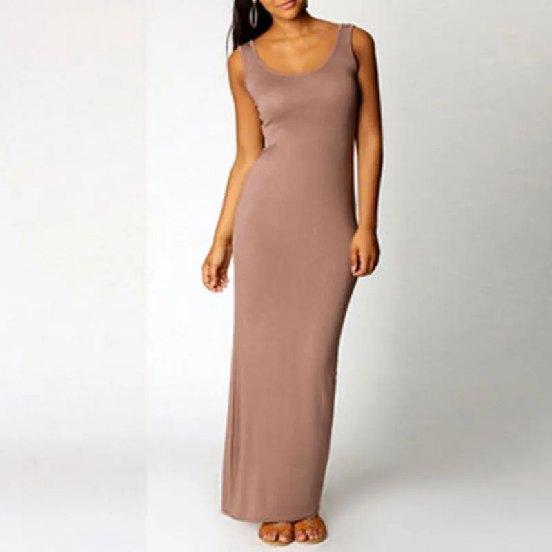 Ladies Solid Slim Trendy Beach Maxi Dress