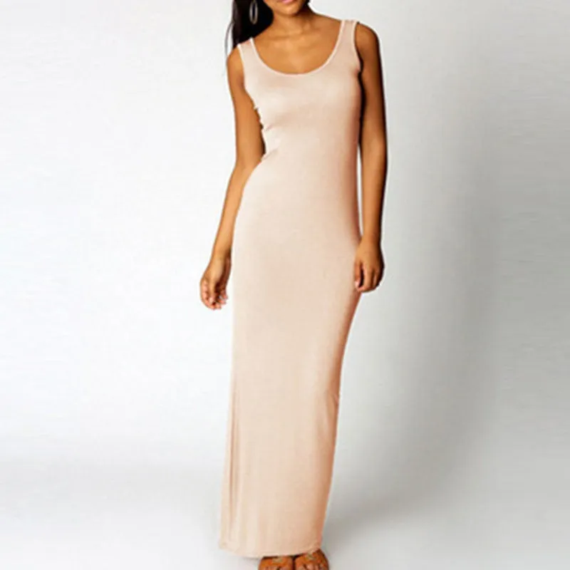 Ladies Solid Slim Trendy Beach Maxi Dress