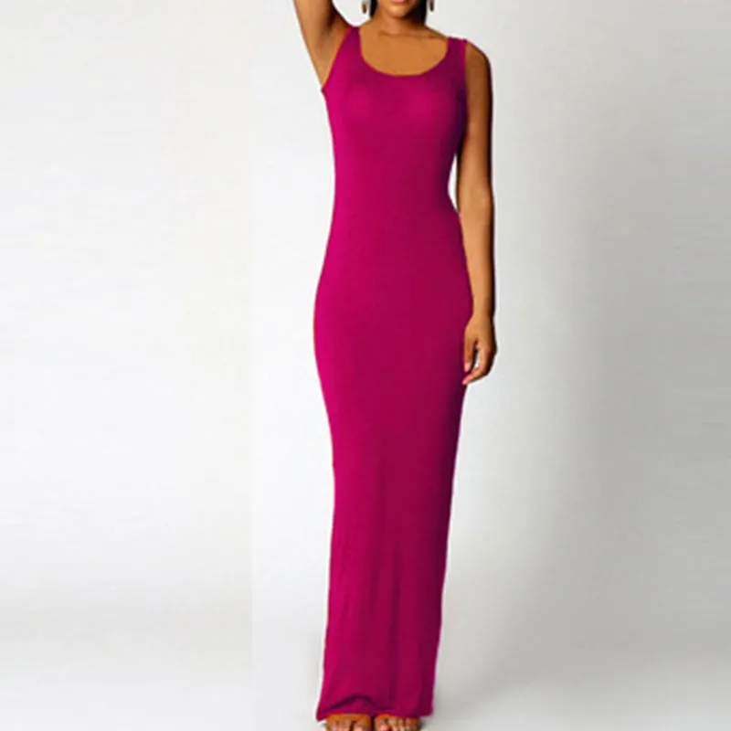 Ladies Solid Slim Trendy Beach Maxi Dress