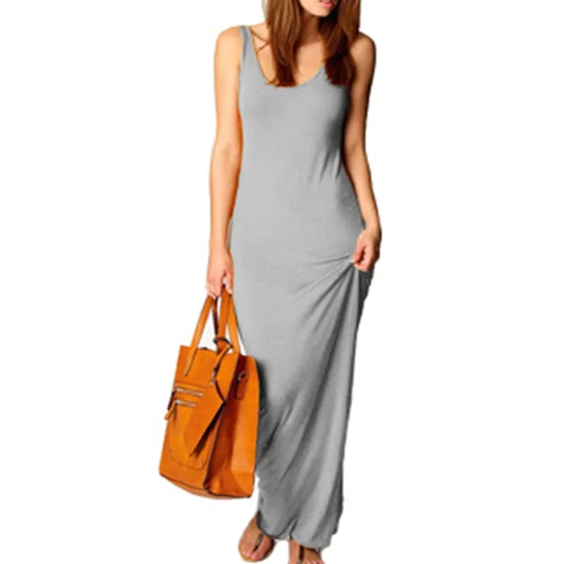 Ladies Solid Slim Trendy Beach Maxi Dress