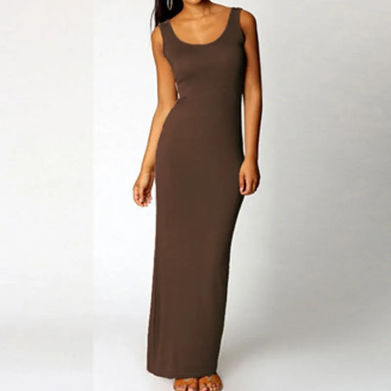 Ladies Solid Slim Trendy Beach Maxi Dress