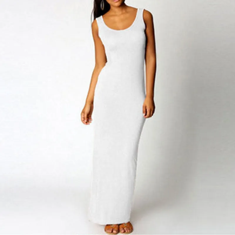 Ladies Solid Slim Trendy Beach Maxi Dress