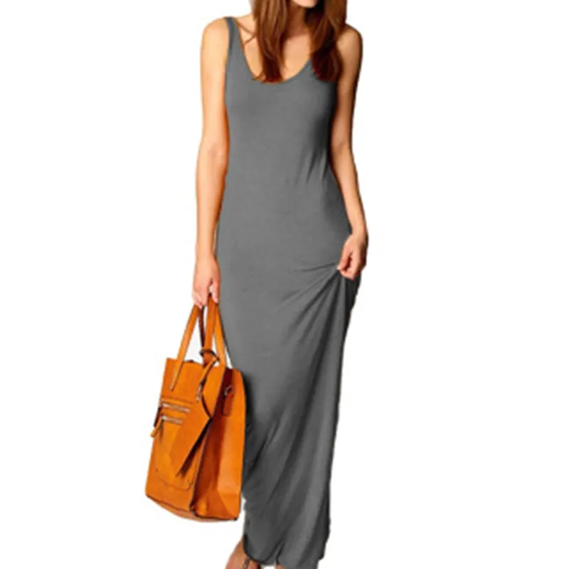 Ladies Solid Slim Trendy Beach Maxi Dress