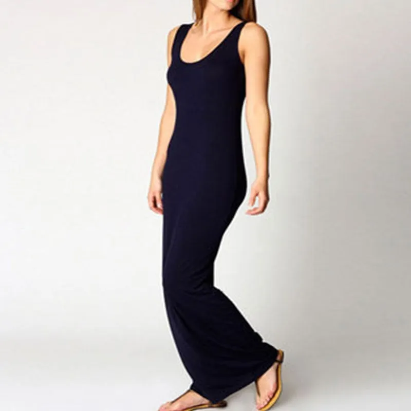 Ladies Solid Slim Trendy Beach Maxi Dress