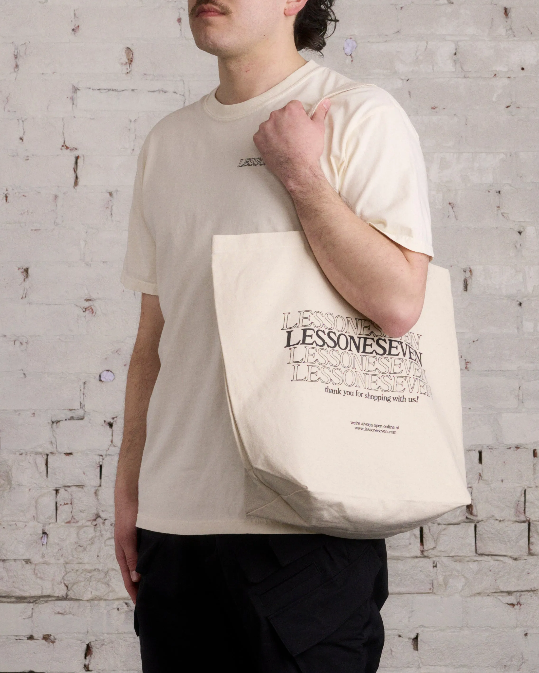 LESS 17 "Thank You" Tote Bone