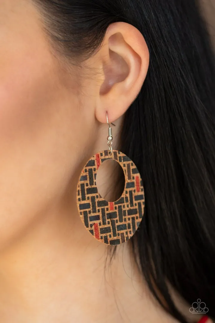 Paparazzi Put A Cork In It - Black Earrings