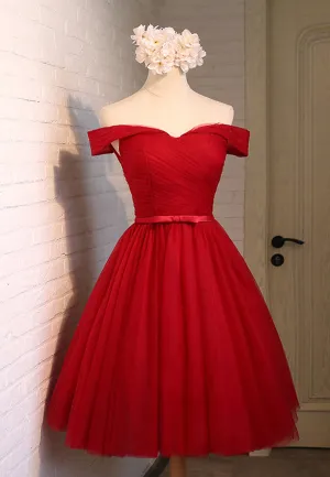 Red Tulle Short Prom Dresses A-Line Party Dresses