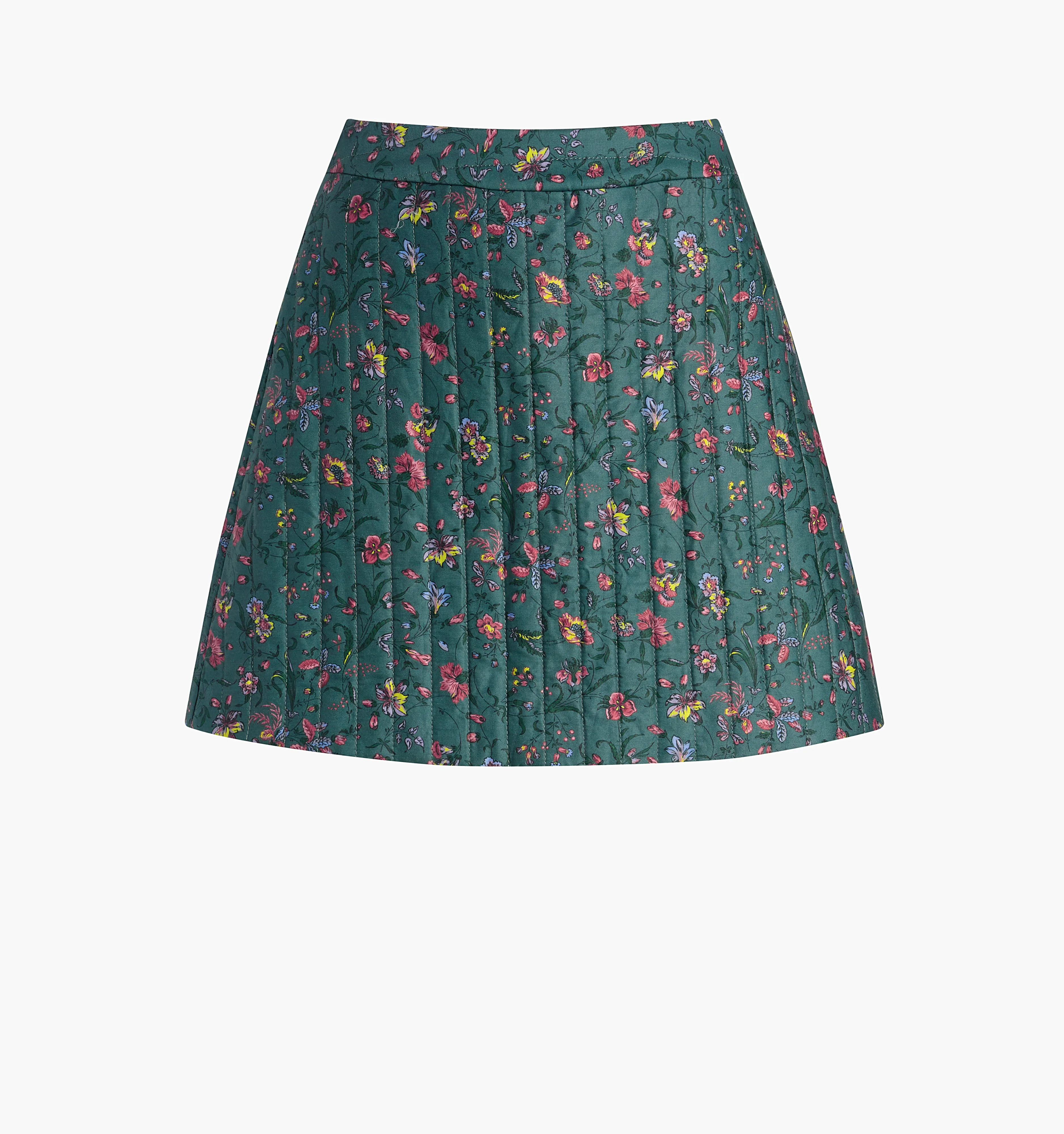 The Olivia Quilted Skirt - Bottle Green Fleur Chintz