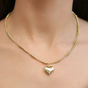 VIXEN - Gold Beaded and Heart Pendant Necklace