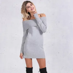 Winter Off Shoulder Knitted Bodycon Dress