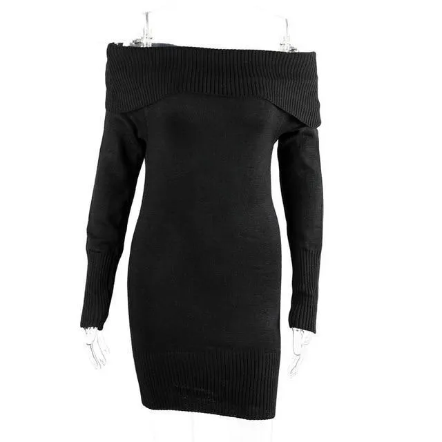 Winter Off Shoulder Knitted Bodycon Dress